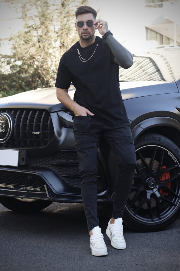 Jeans Men Cargo Black