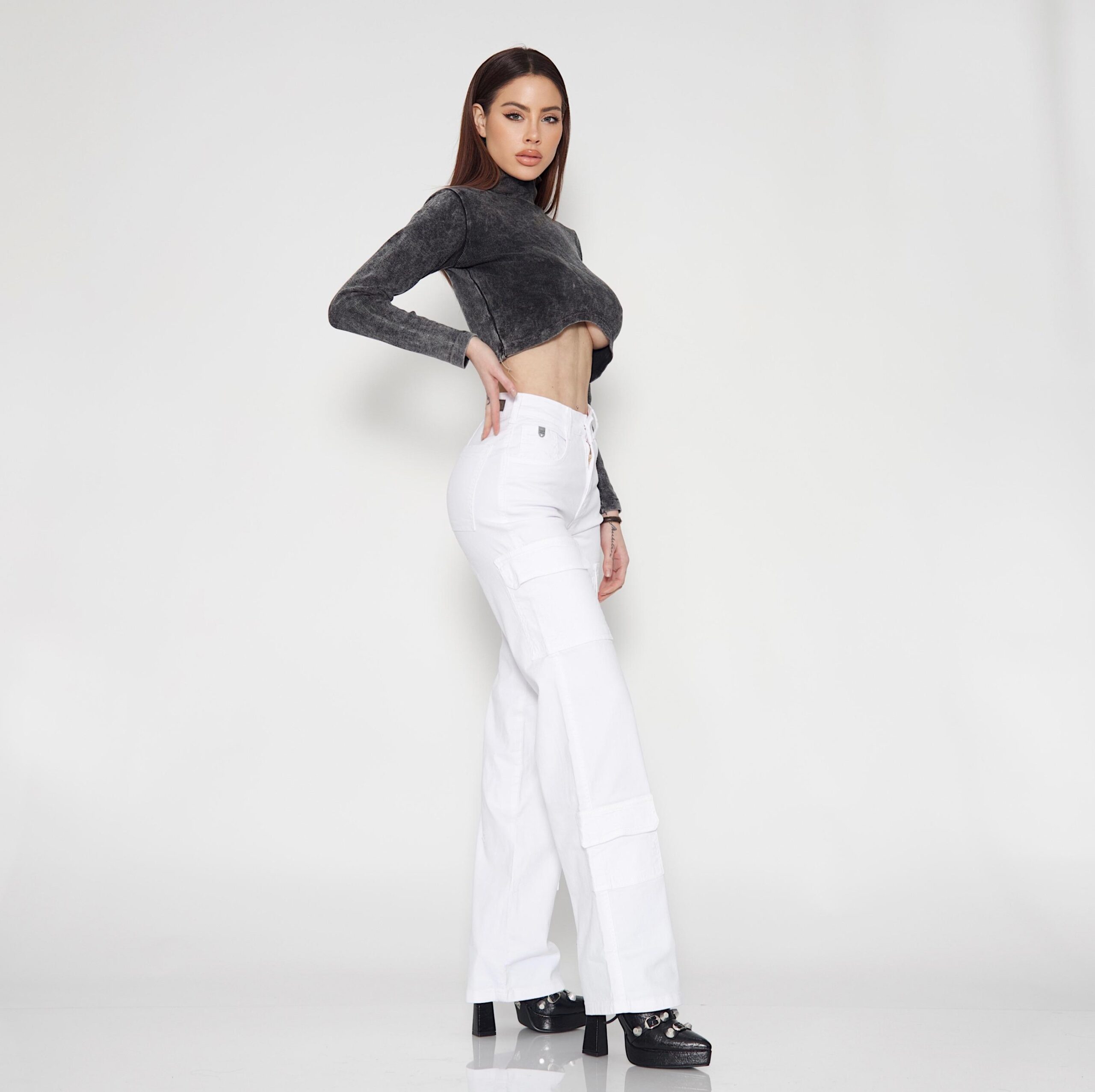 Jeans Estilo Cargo White