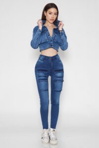 Jeans Cargo Skinny Blue Intermedio