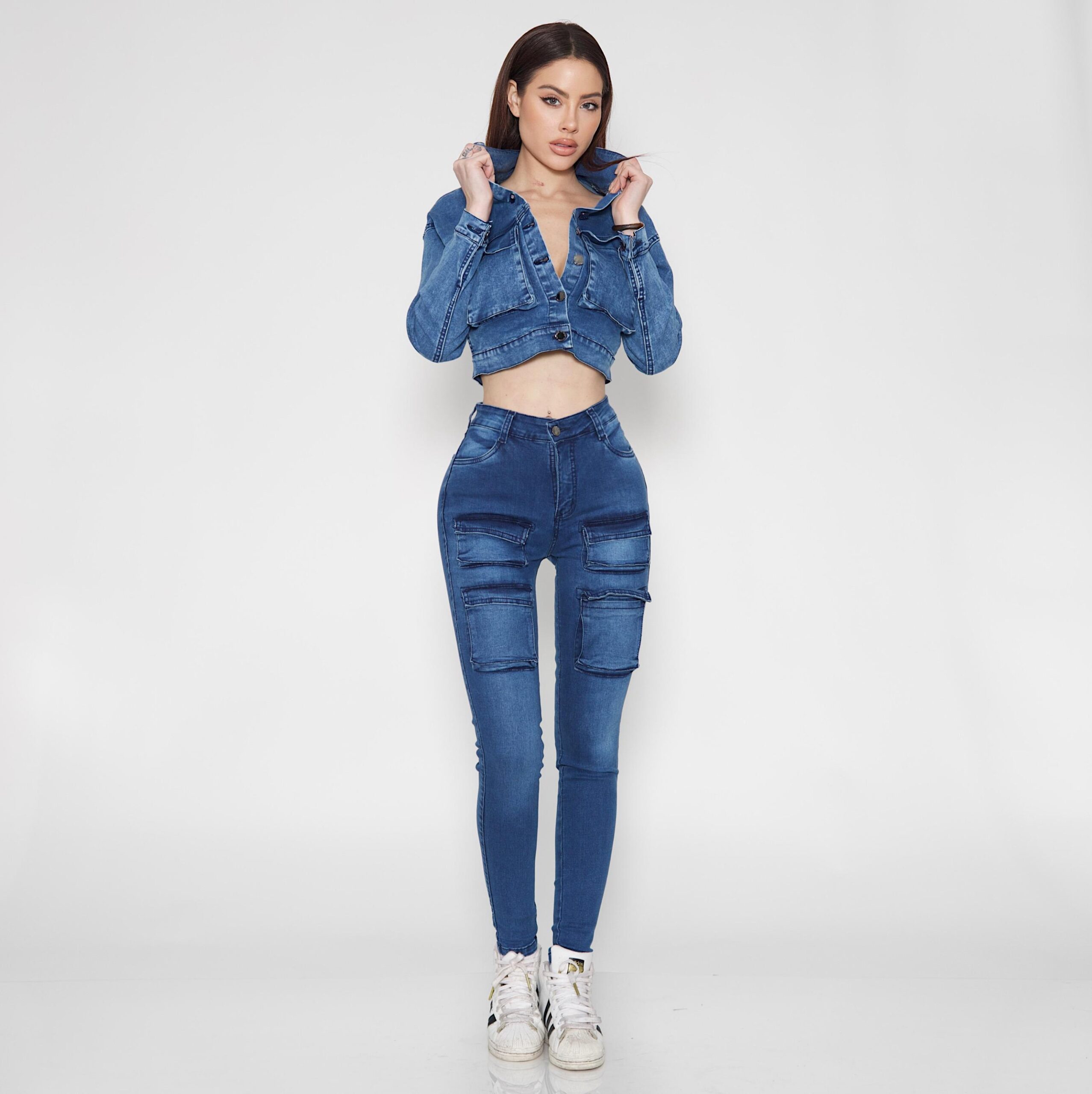 Jeans Cargo Skinny Blue Intermedio
