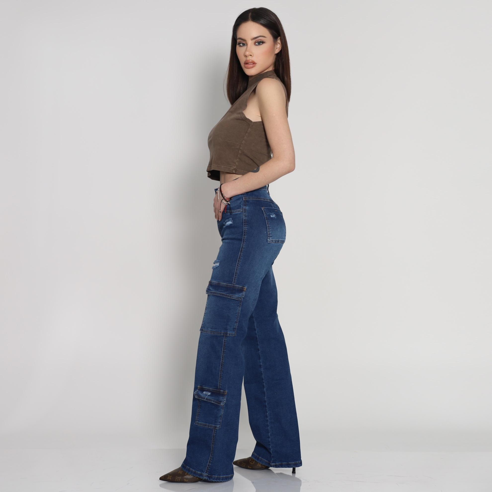 Jeans Cargo Blue Destroyed