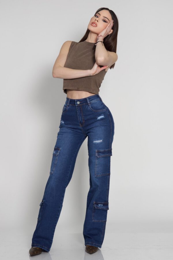 Jeans Cargo Blue Destroyed