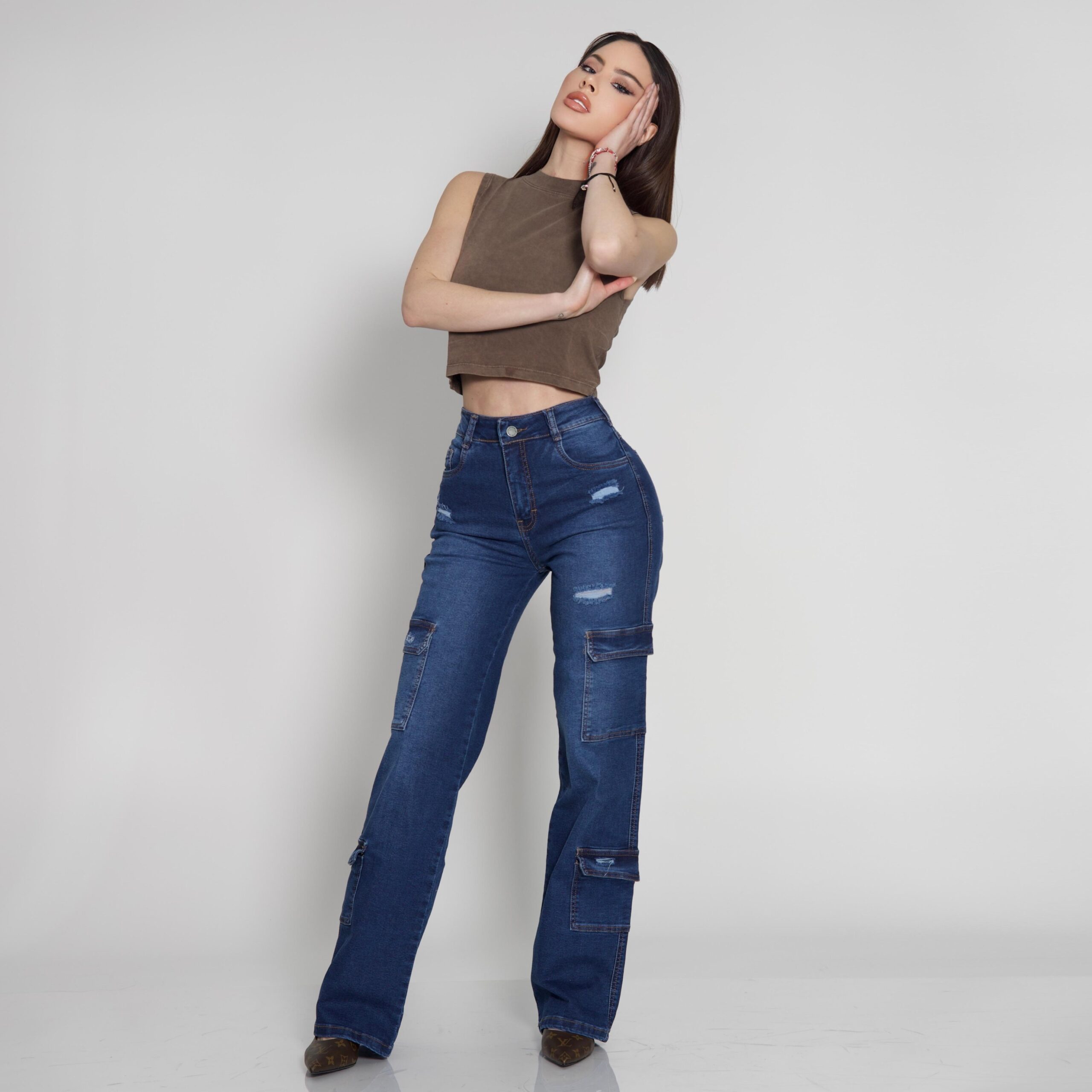 Jeans Cargo Blue Destroyed