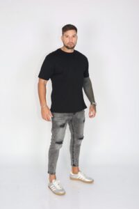 Jeans Men Gris Gravillado Destroyed