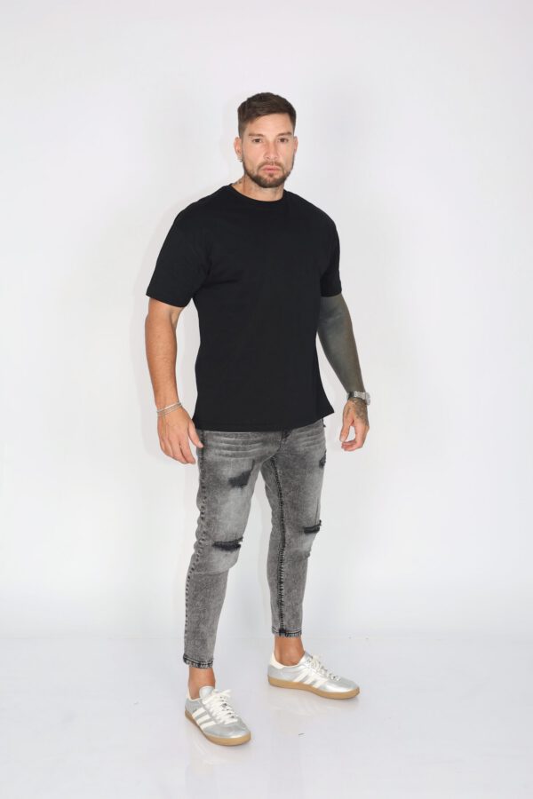 Jeans Men Gris Gravillado Destroyed