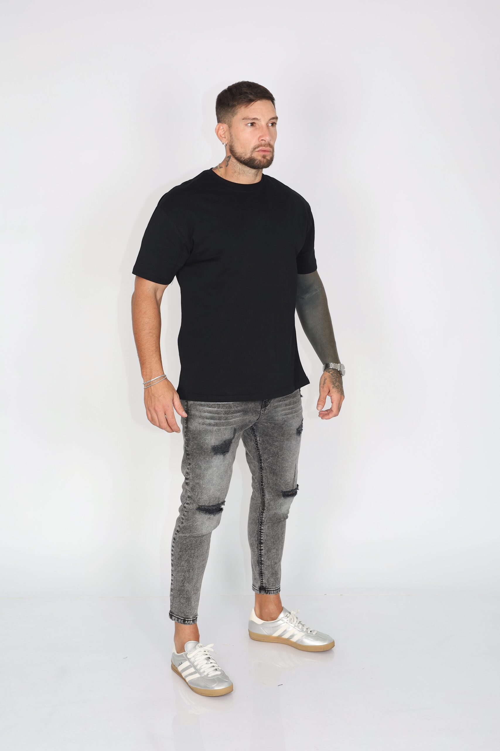 Jeans Men Gris Gravillado Destroyed - Vista 3