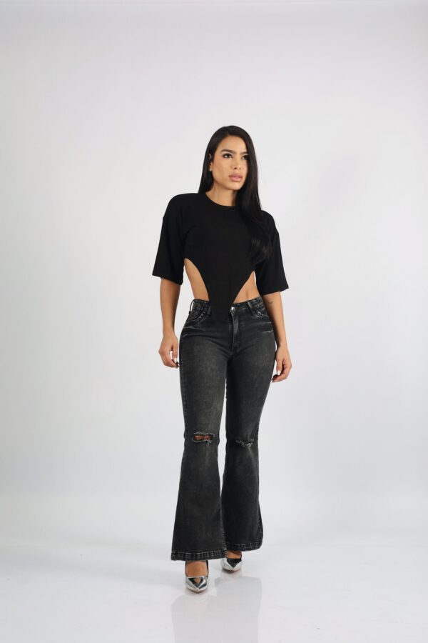 Jeans Flare Black Destroyed