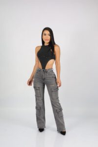 Jeans Cargo Paris Gris Destroyed