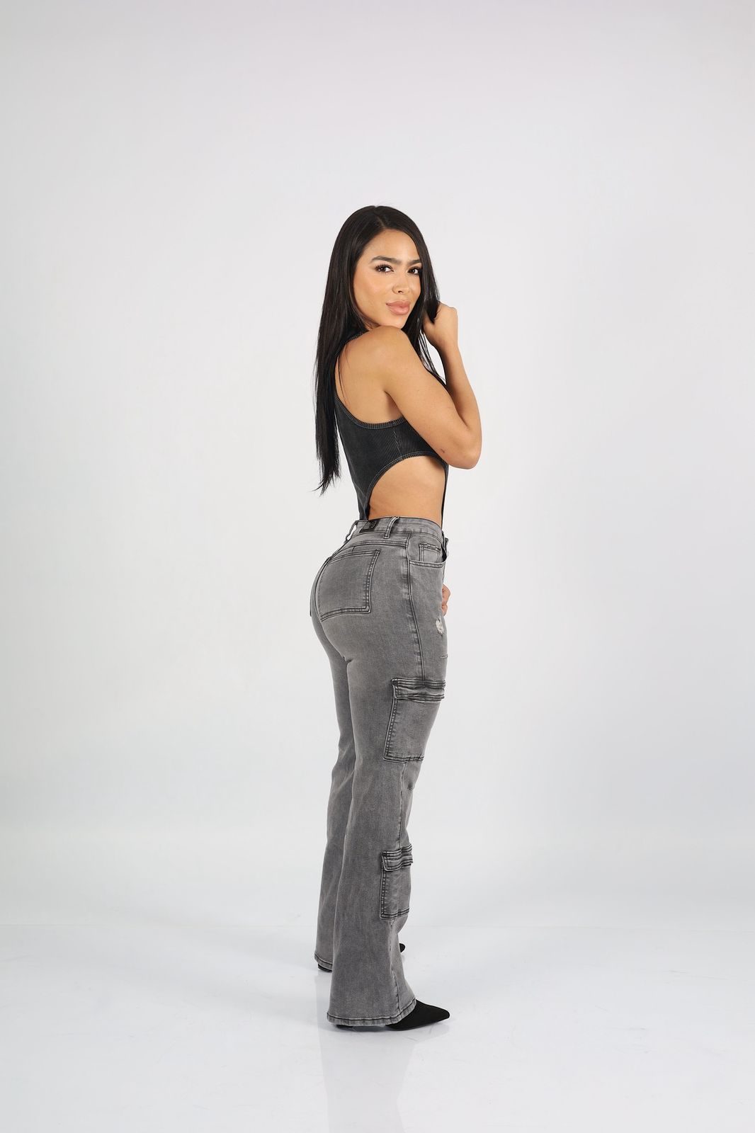 Jeans Cargo Paris Gris Destroyed - Vista 3