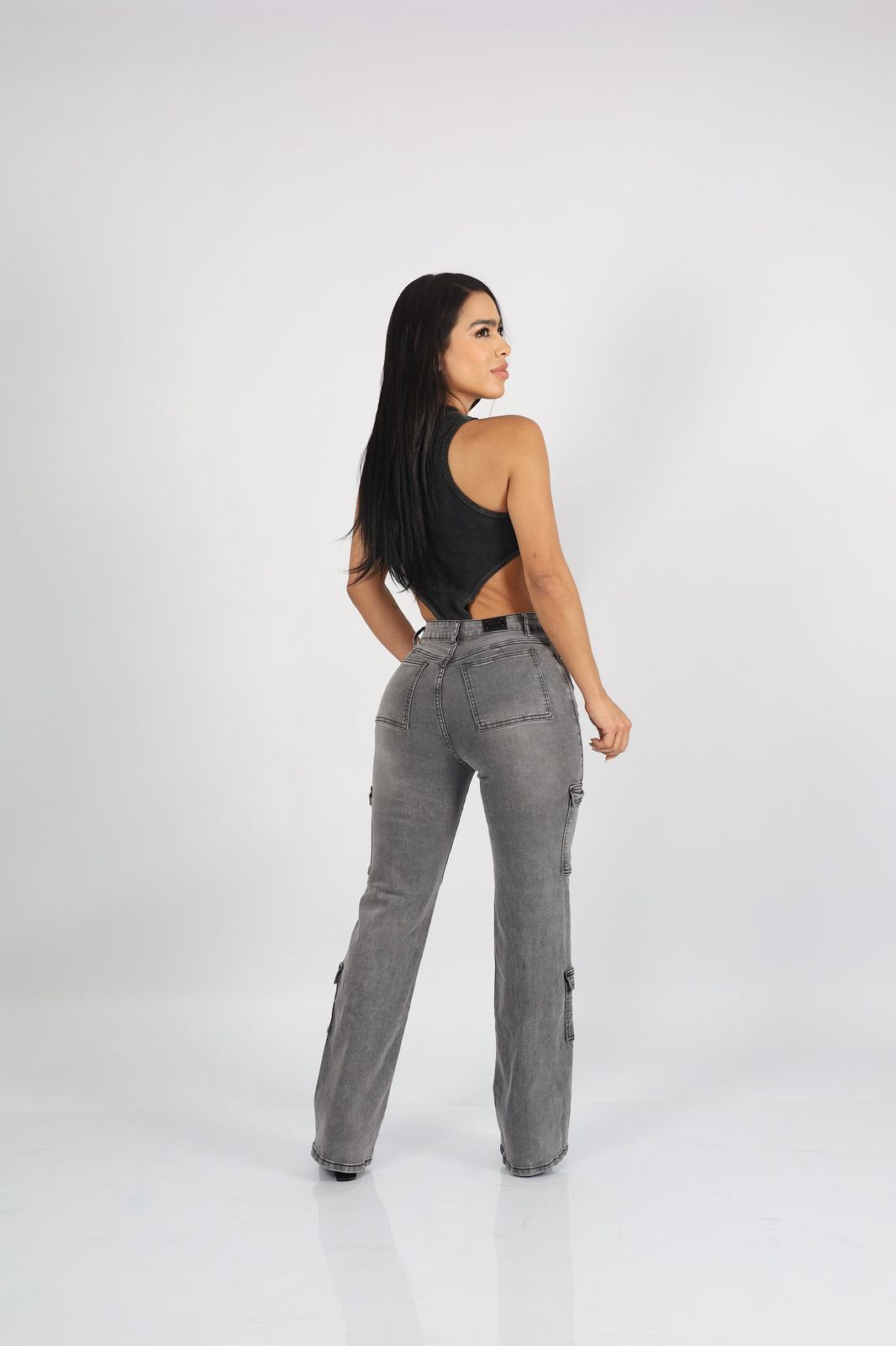 Jeans Cargo Paris Gris Destroyed