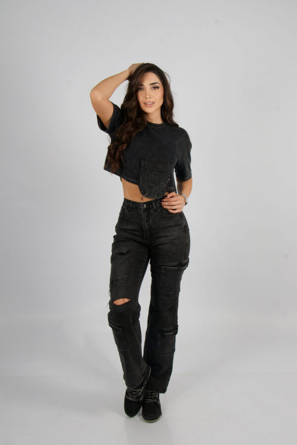 Jeans Cargo Paris Dark desgastado