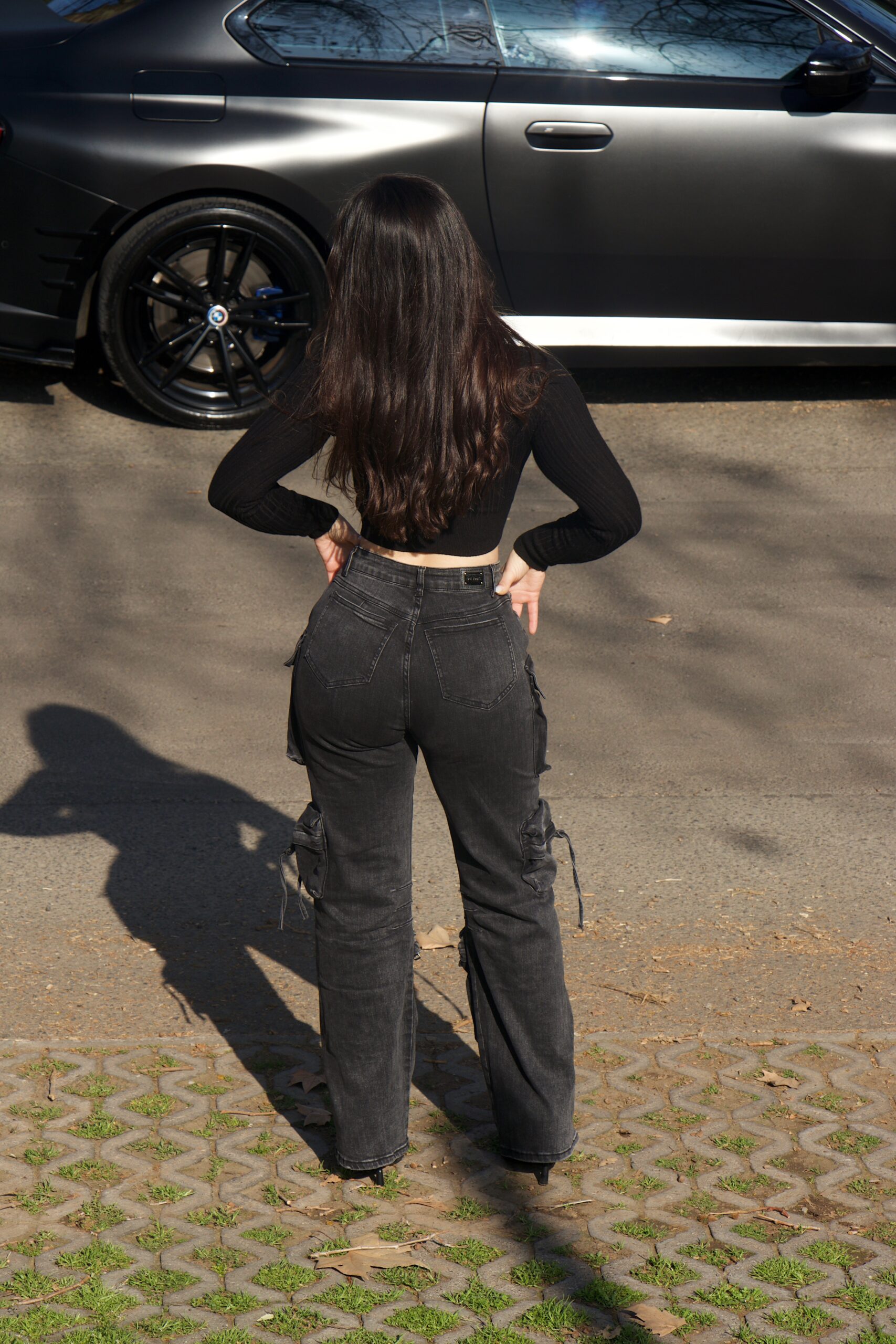 Jeans Cargo Multipocket Luxury Black desgastado - Vista 7