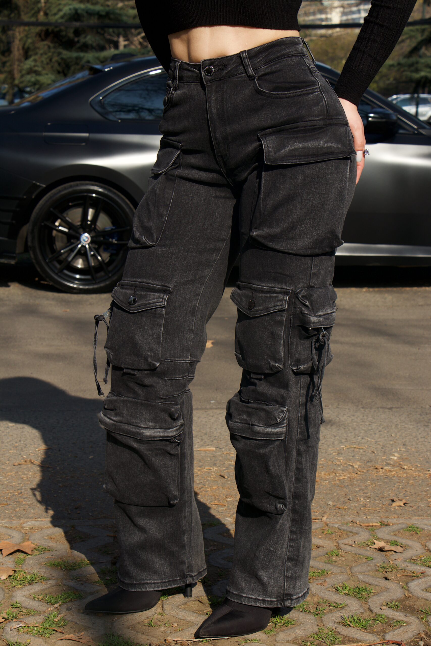 Jeans Cargo Multipocket Luxury Black desgastado - Vista 5