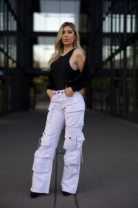 Jeans Cargo Multipocket Luxury White