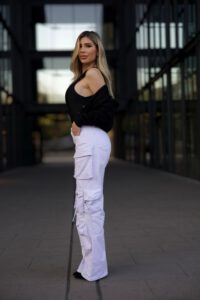 Jeans Cargo Multipocket Luxury White - Vista 5