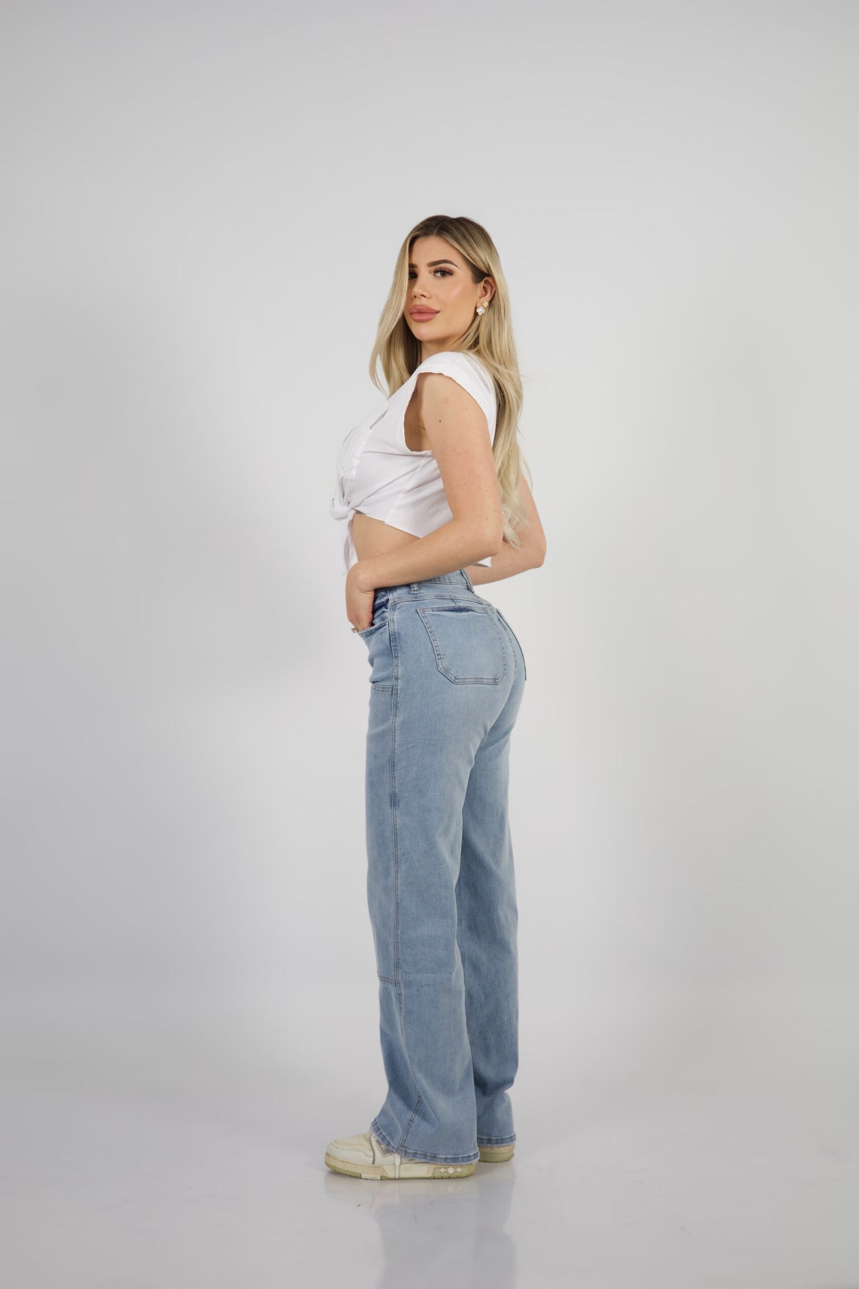 Jeans W Wide Leg Luxury Celeste - Vista 4