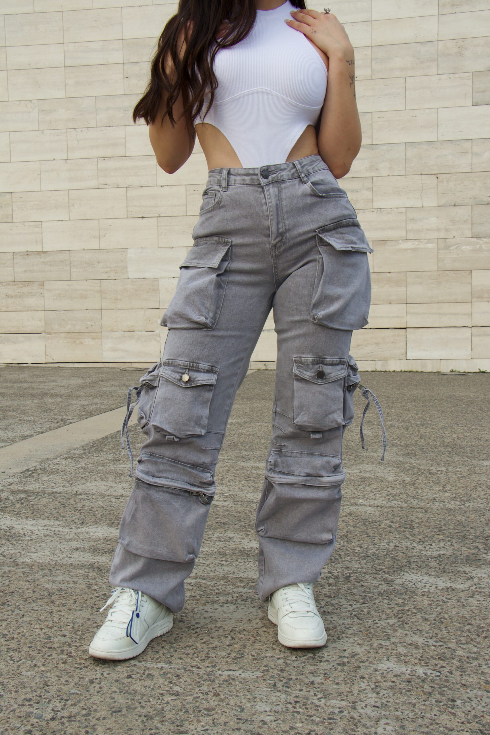 Jeans Cargo Multipocket Luxury Grigio - Vista 6