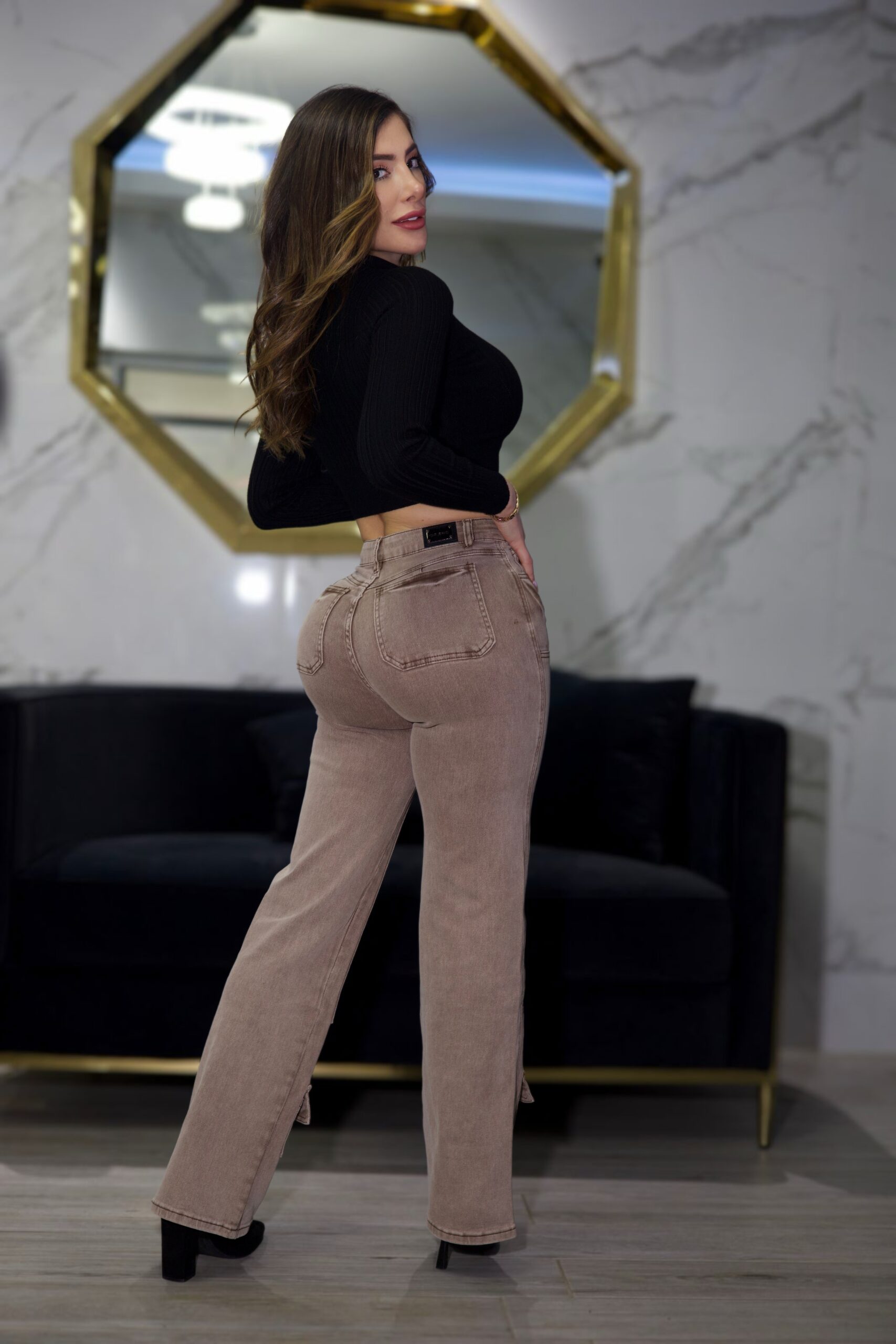 Jeans W Wide Leg Luxury Mónaco Nude - Vista 6