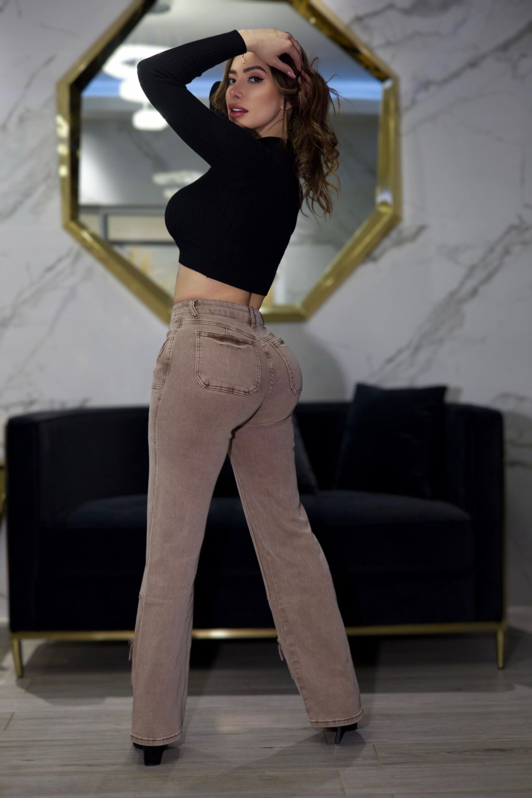 Jeans W Wide Leg Luxury Mónaco Nude - Vista 3