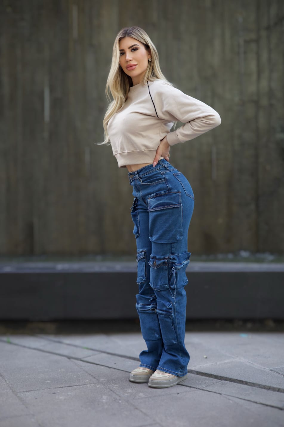 Jeans Cargo Multipocket Luxury Blue intermedio - Vista 3