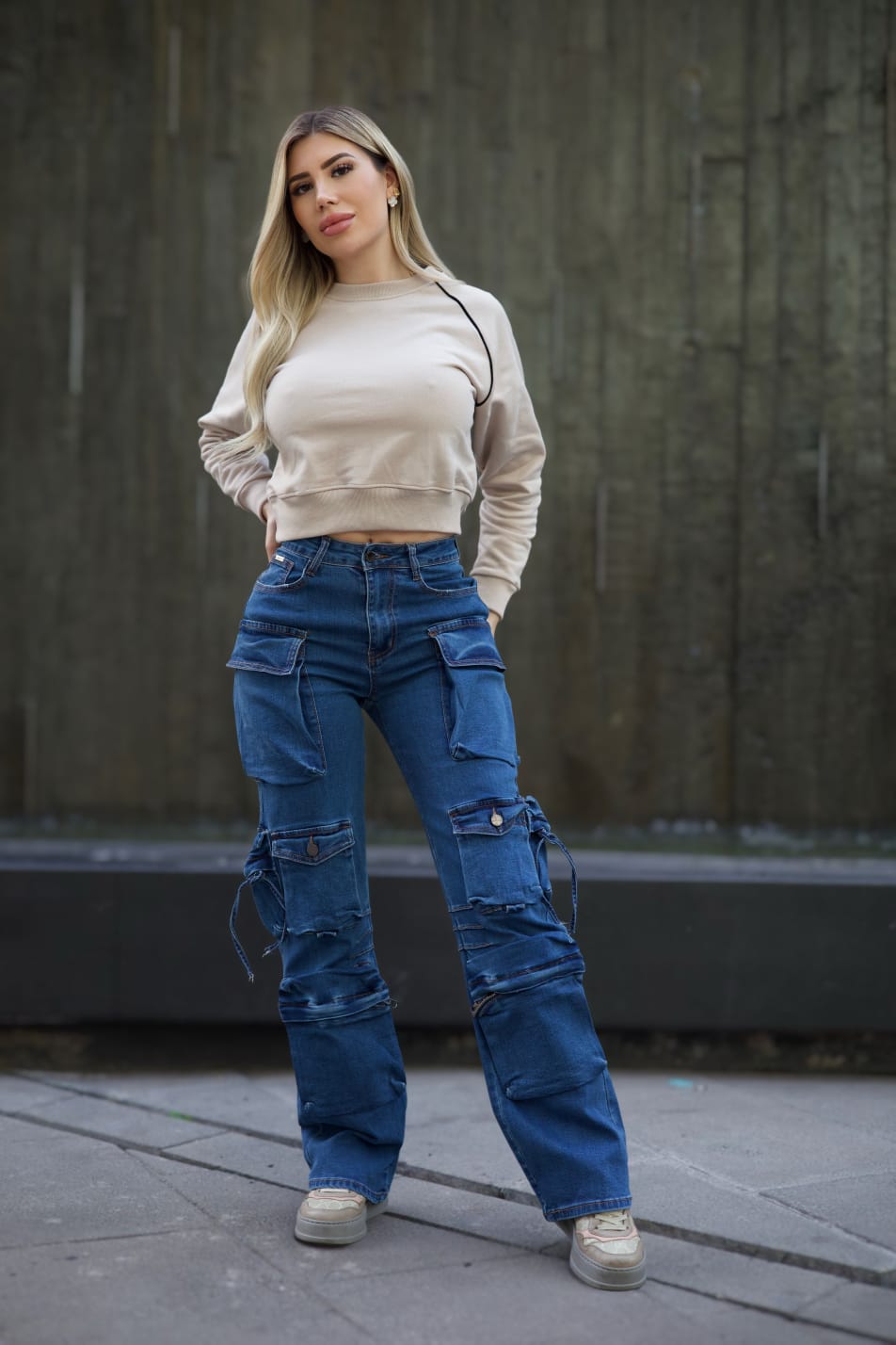 Jeans Cargo Multipocket Luxury Blue intermedio