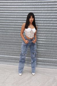 Jeans Cargo Multipocket Luxury Celeste Ice