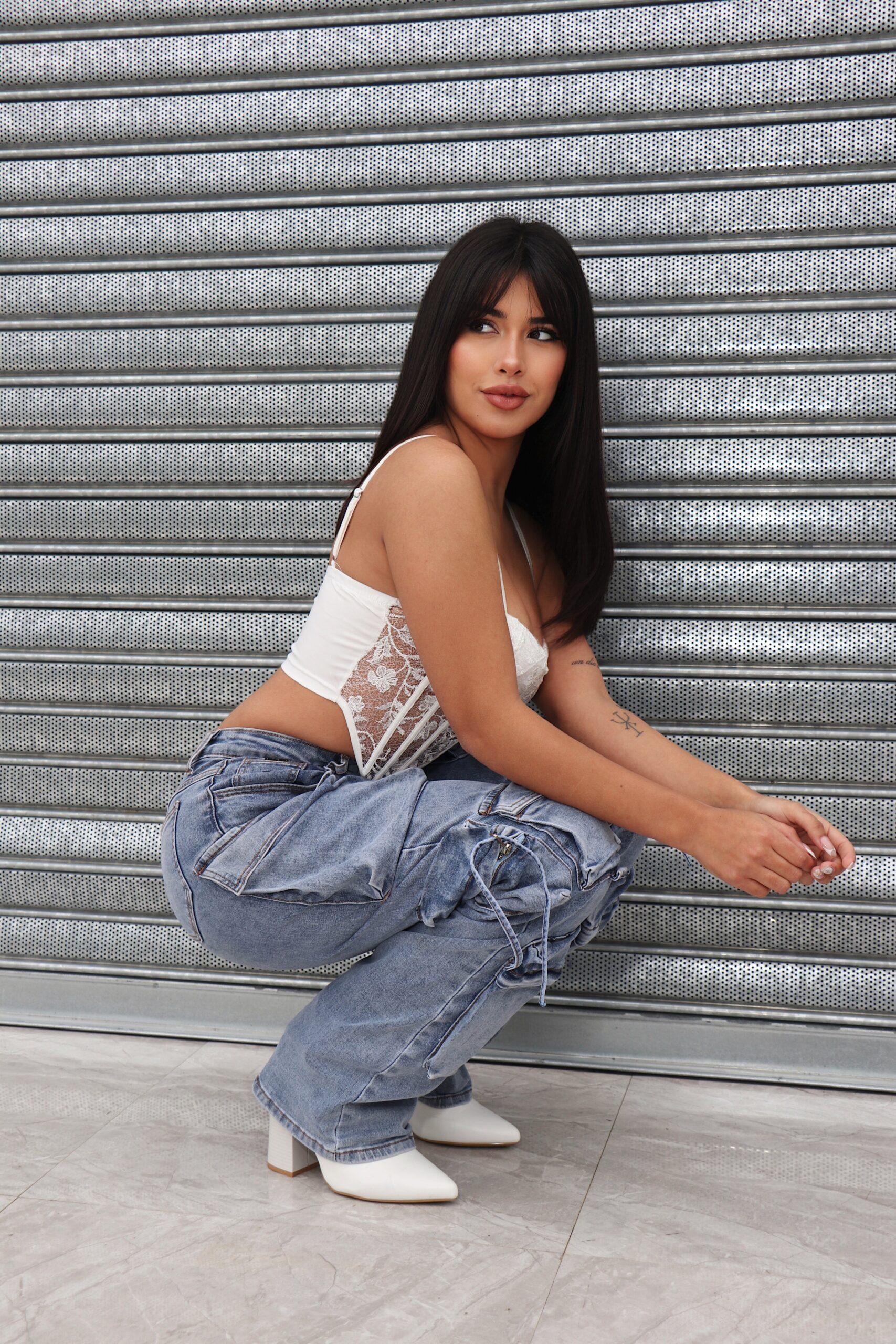 Jeans Cargo Multipocket Luxury Celeste Ice - Vista 7