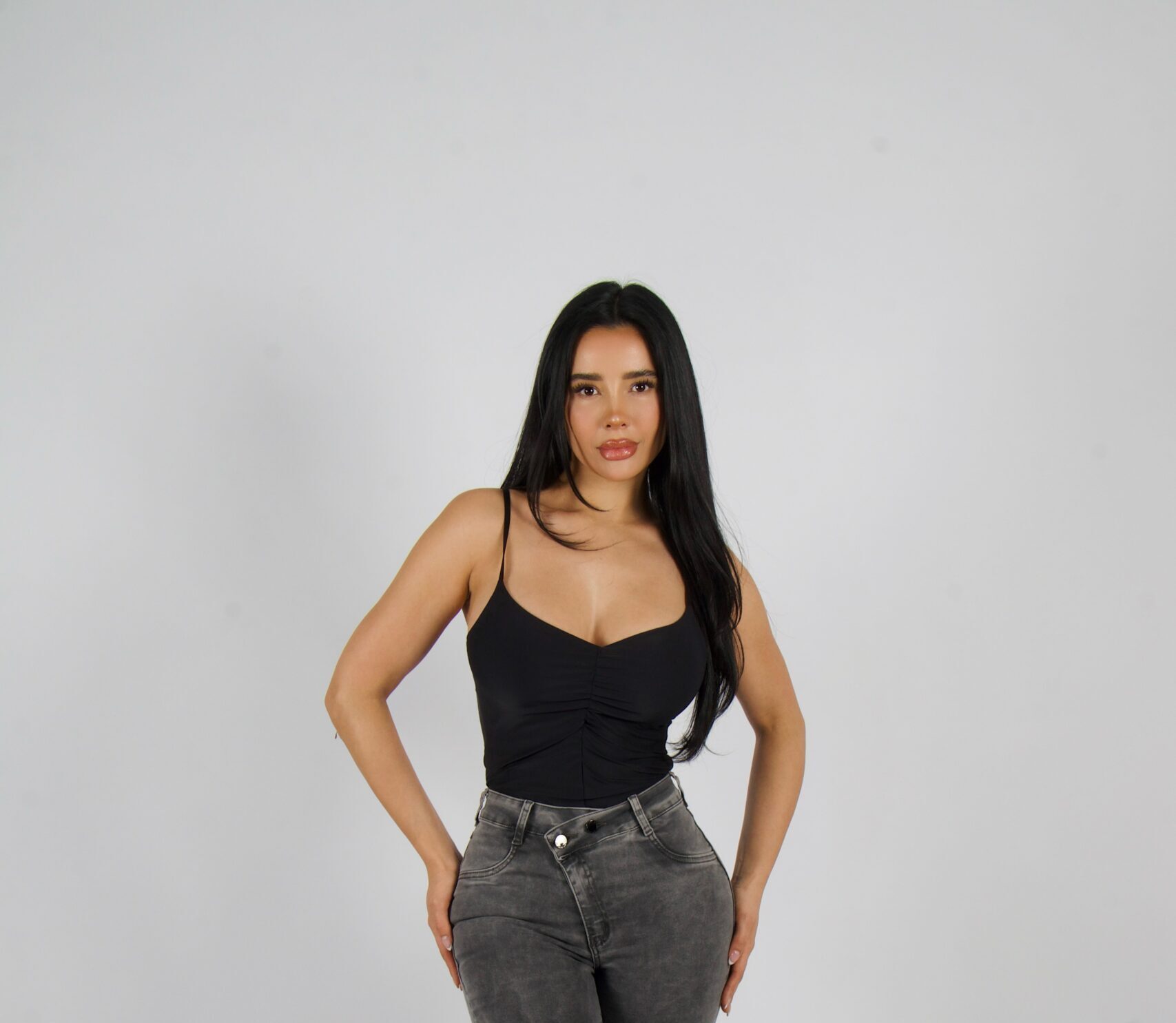 Jeans W Two Button Grey