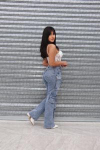 Jeans Cargo Multipocket Luxury Celeste Ice