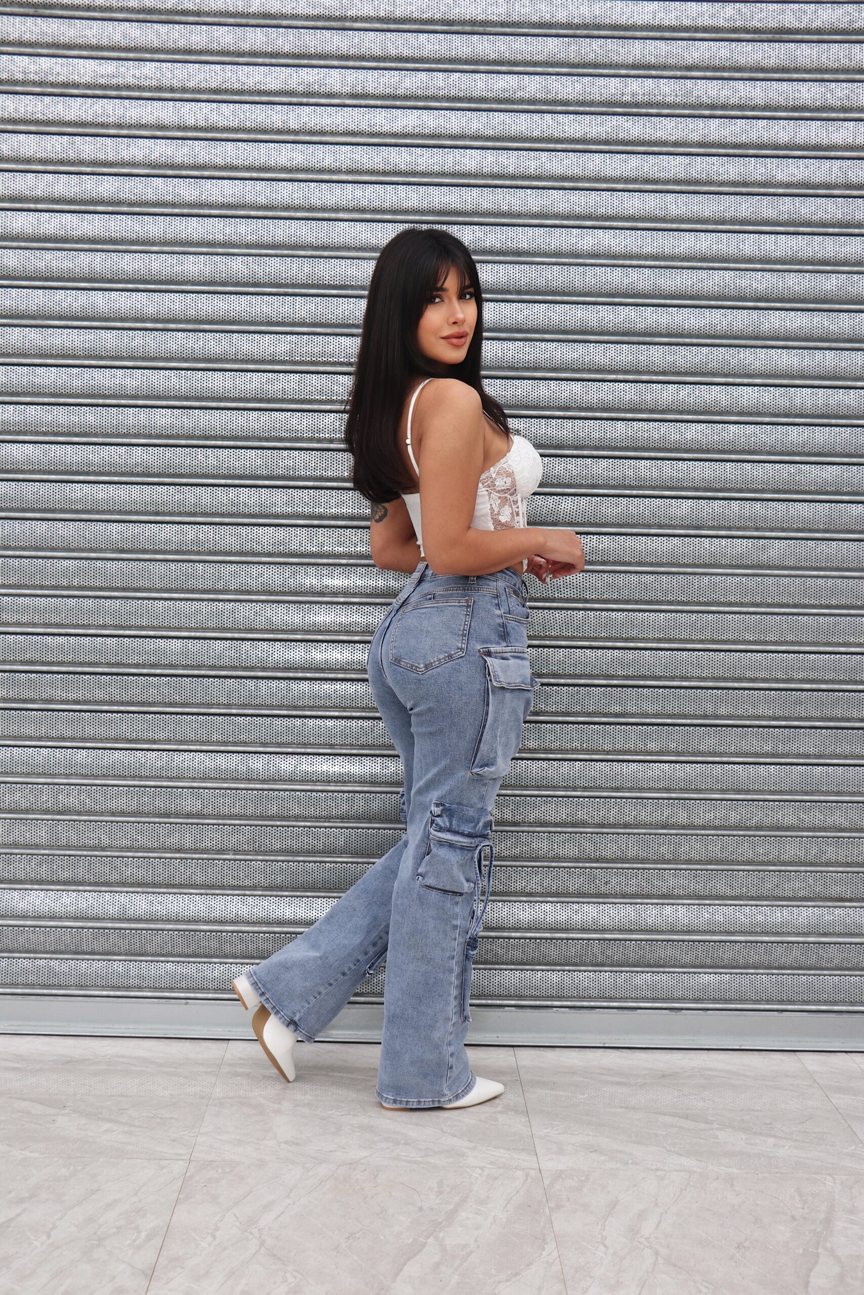 Jeans Cargo Multipocket Luxury Celeste Ice