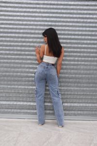 Jeans Cargo Multipocket Luxury Celeste Ice - Vista 5