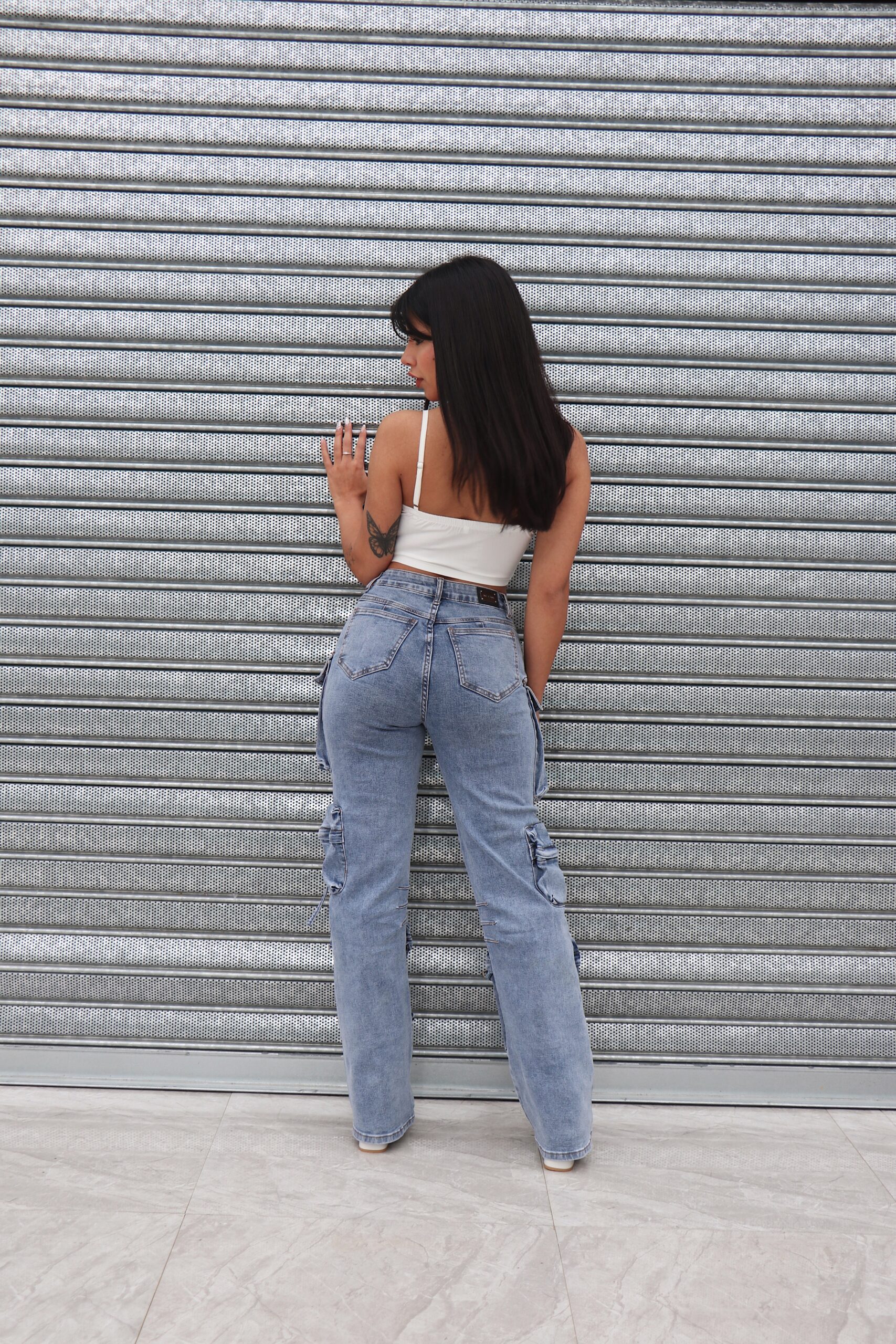 Jeans Cargo Multipocket Luxury Celeste Ice - Vista 5