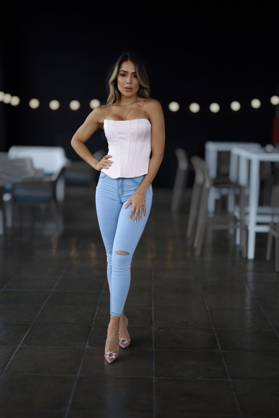 Jeans W classic celeste destroyed ice