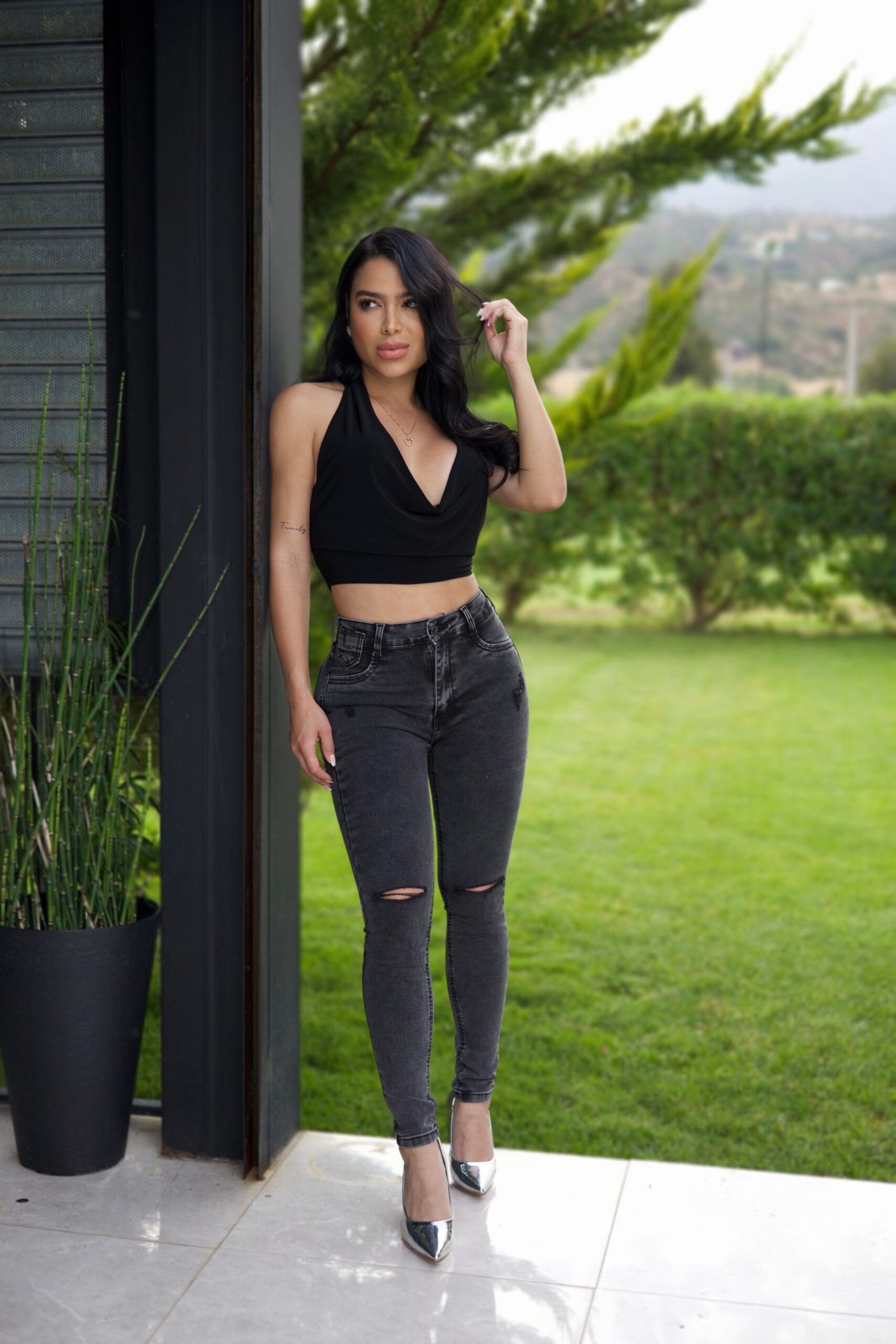 Jeans W classic destroyed Black nevado