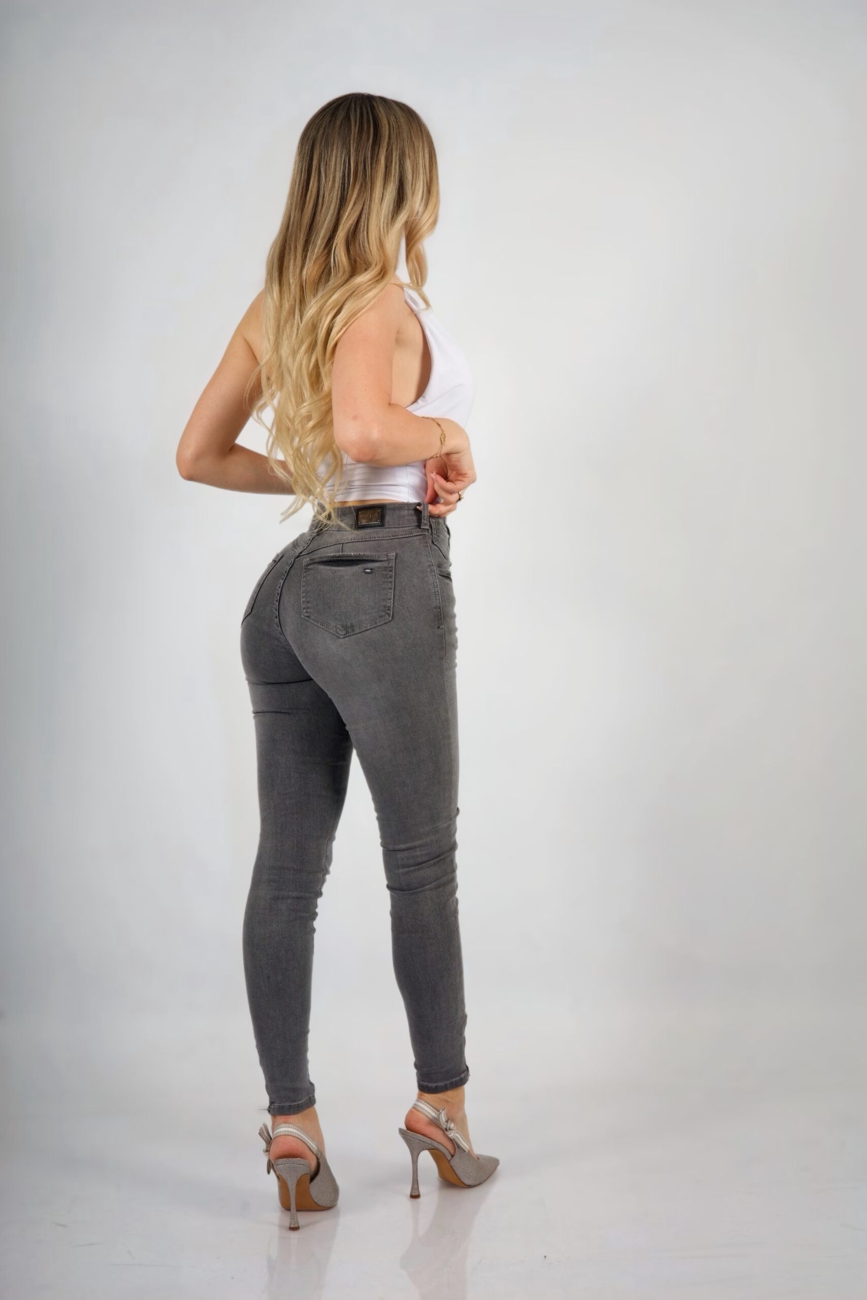 Jeans W Grigio Zipper - Vista 4