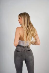 Jeans W Grigio Zipper - Vista 5