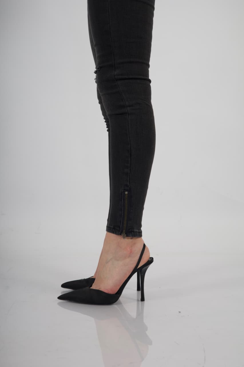 Jeans W Dark zipper desgastado - Vista 5