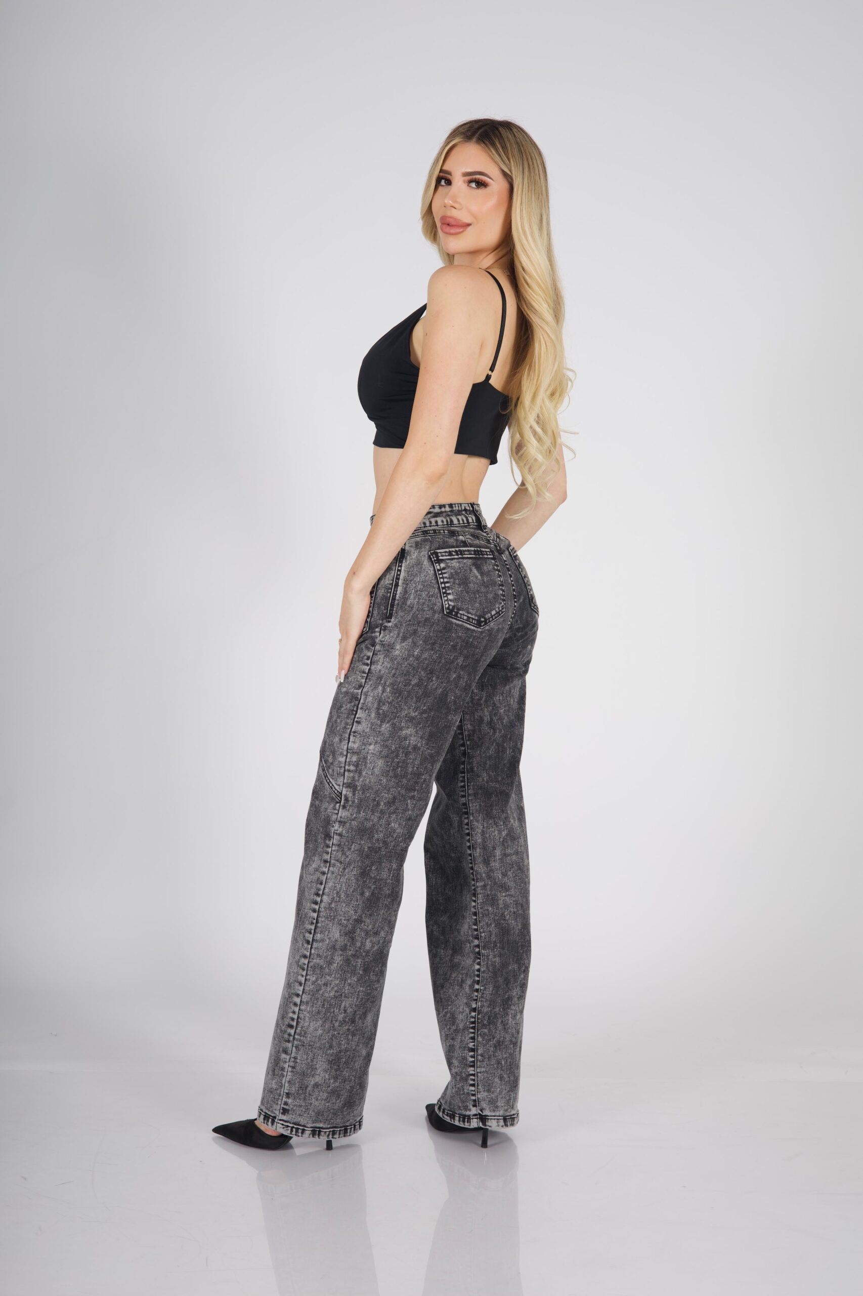 Jeans Wide Leg Crossed Grigio Nevado - Vista 3