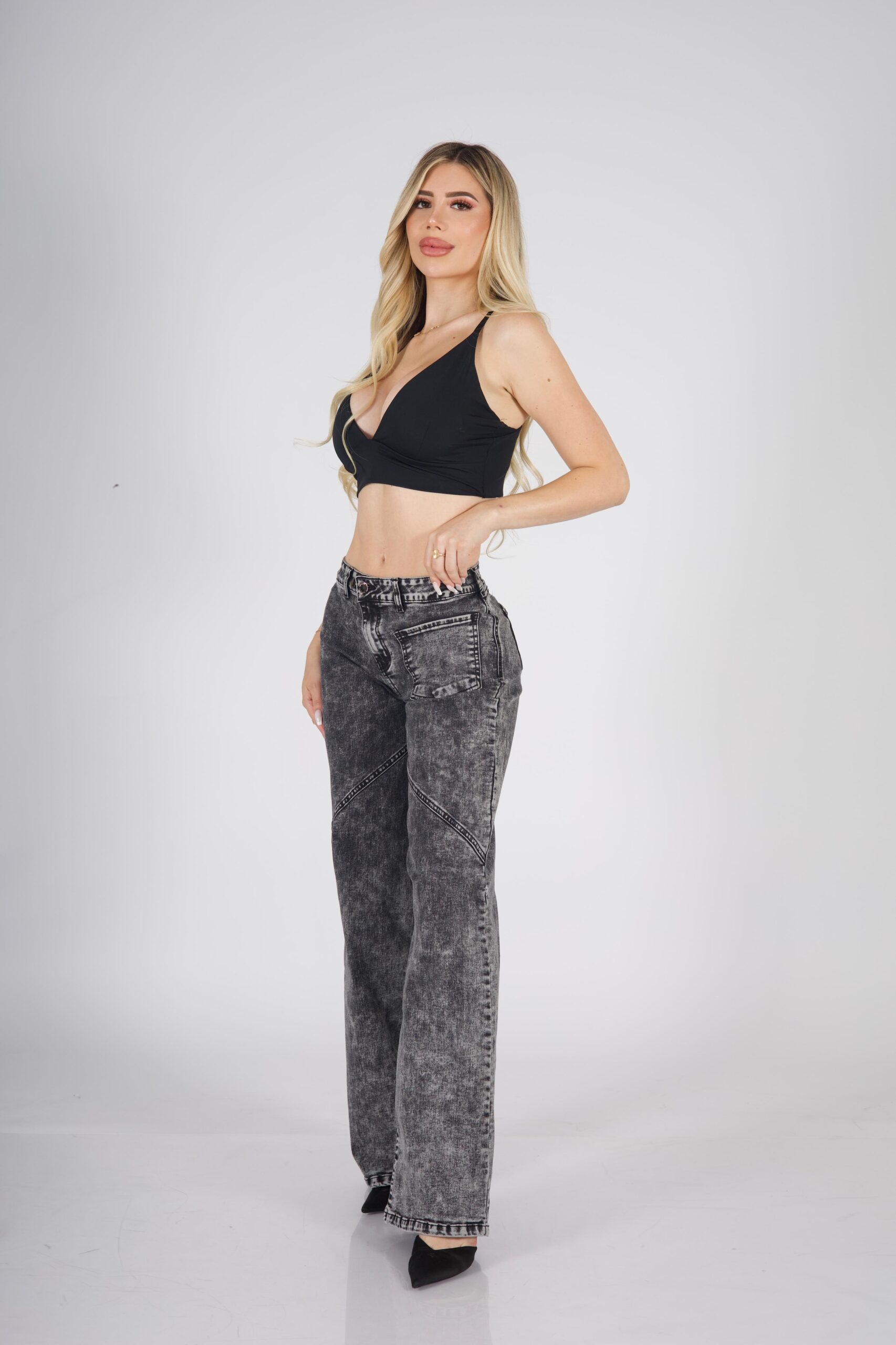 Jeans Wide Leg Crossed Grigio Nevado - Vista 5