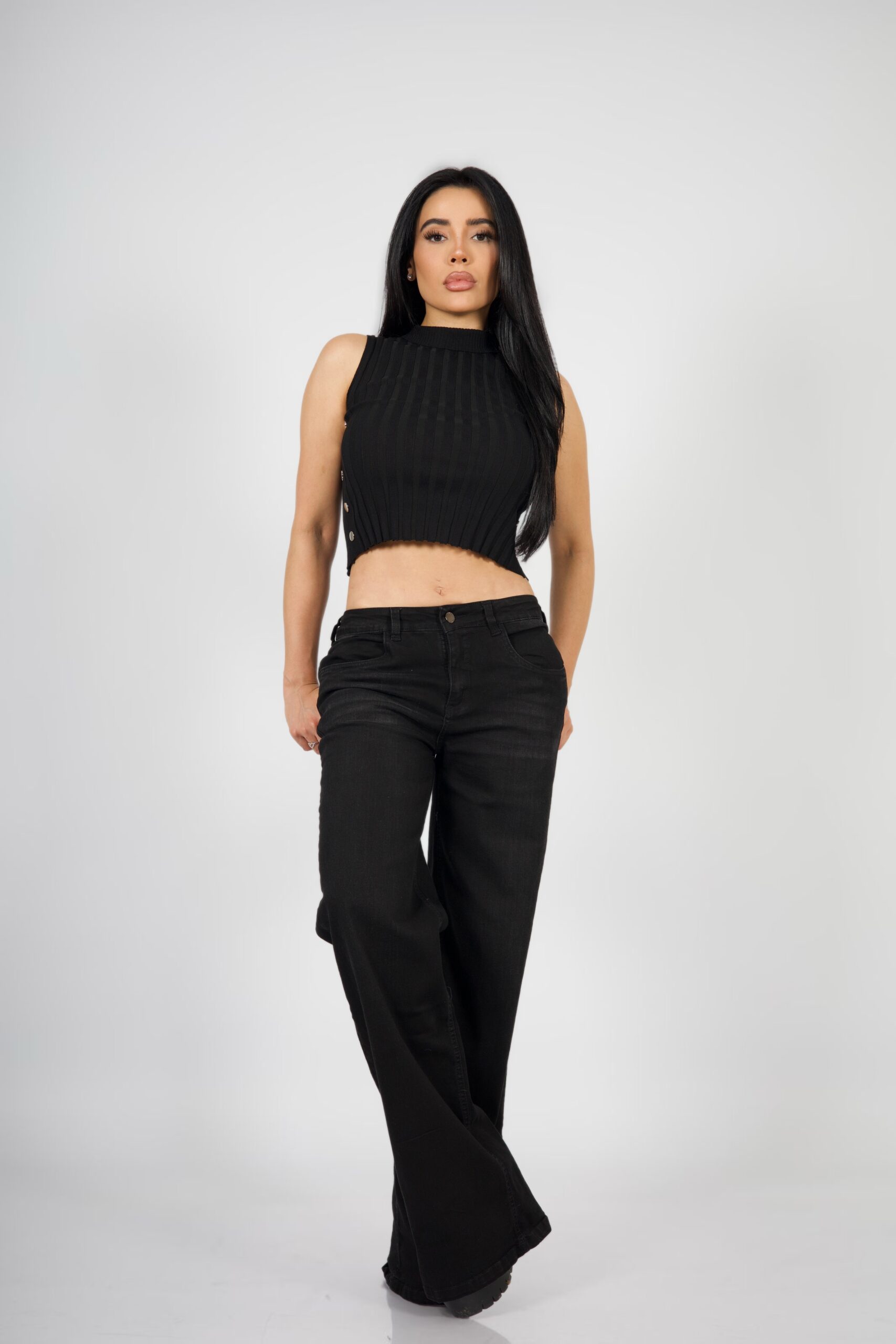 Jeans W Wide Leg Black