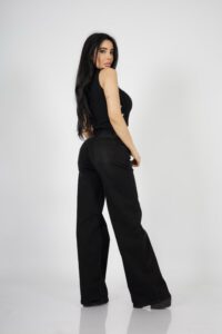 Jeans W Wide Leg Black - Vista 4