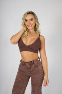 Jeans Wide Leg ajustable destroyed Coffee - Vista 3